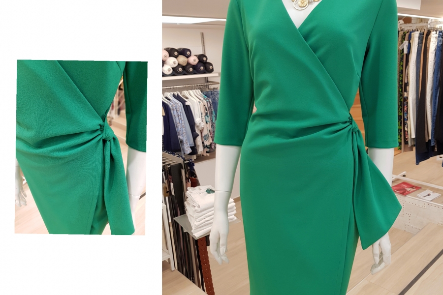 Vestido Rinas, lazo costado, verde