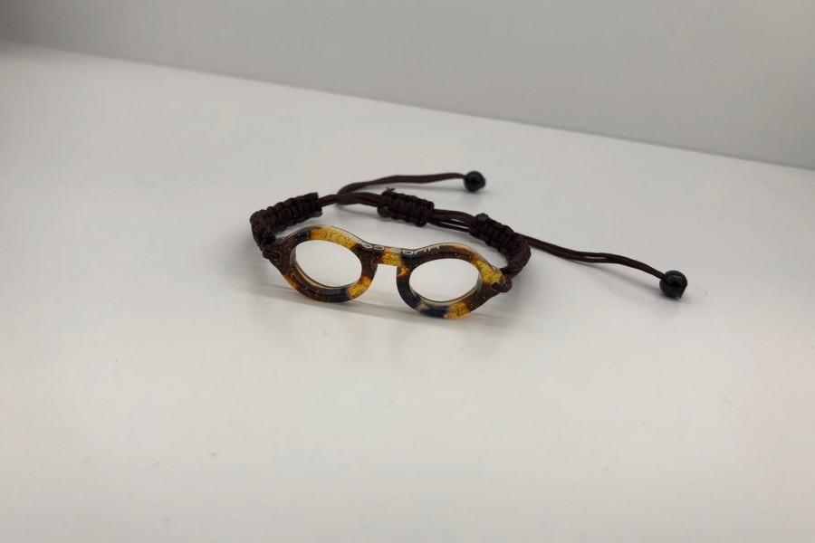 Pulsera gafa de pasta redonda color marrón