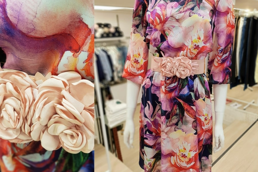 Vestido manga 3/4 ,estampado multicolor DU