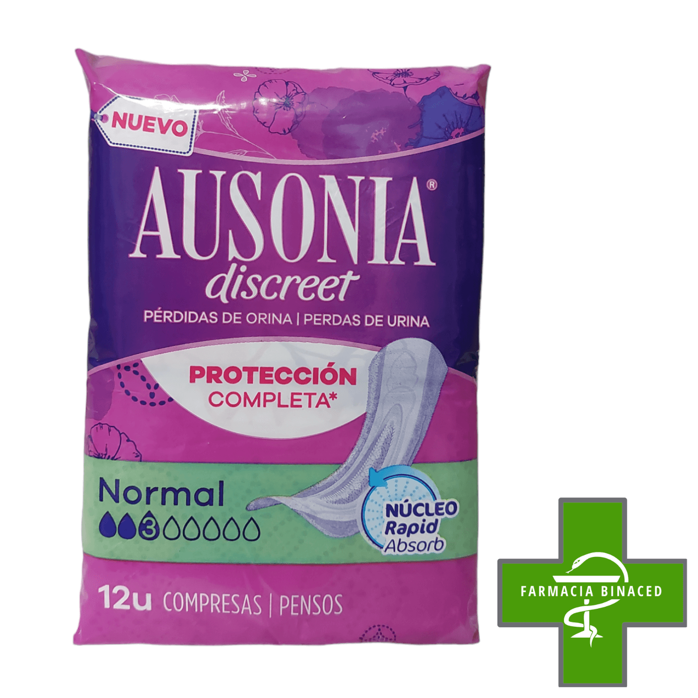AUSONIA DISCREET NORMAL 12 COMPRESAS