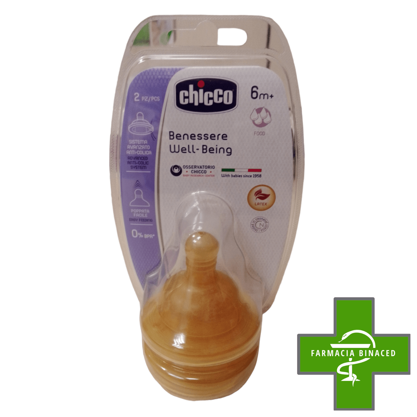 CHICCO 2 TETINAS LATEX FLUJO PAPILLA +6M