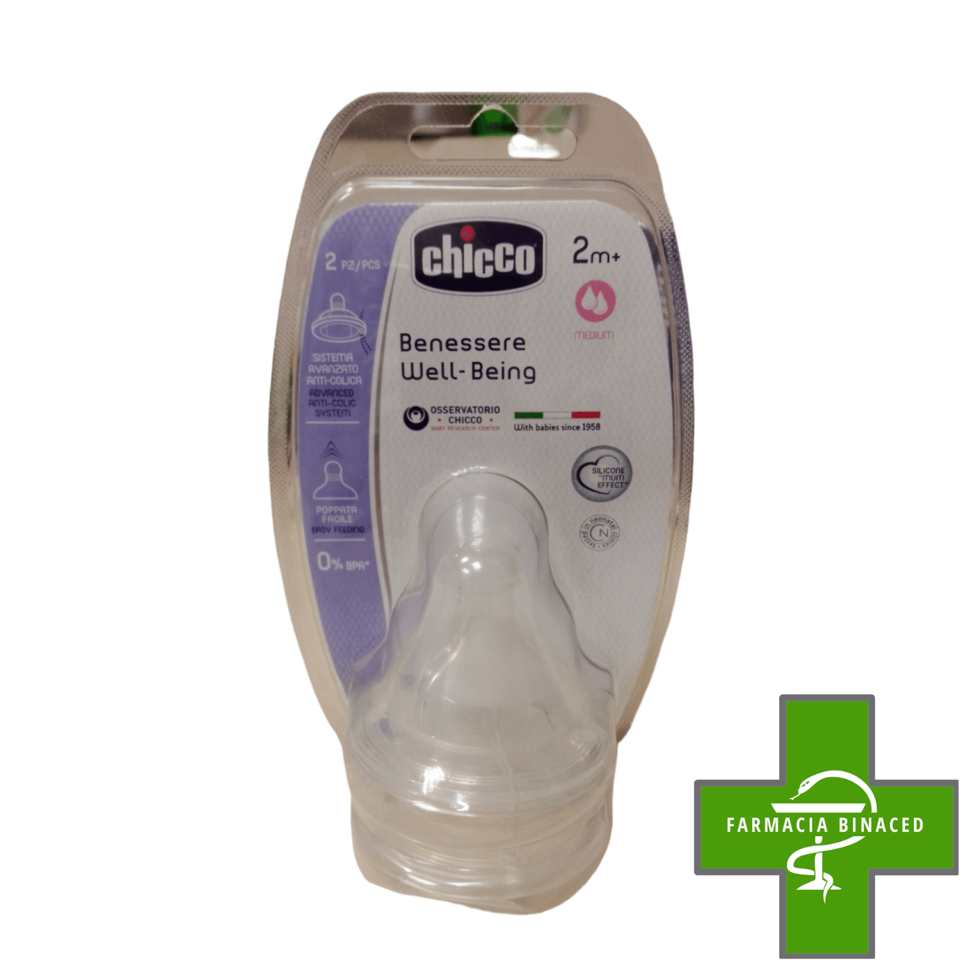 CHICCO 2 TETINAS SILICONA FLUJO MEDIO +2M