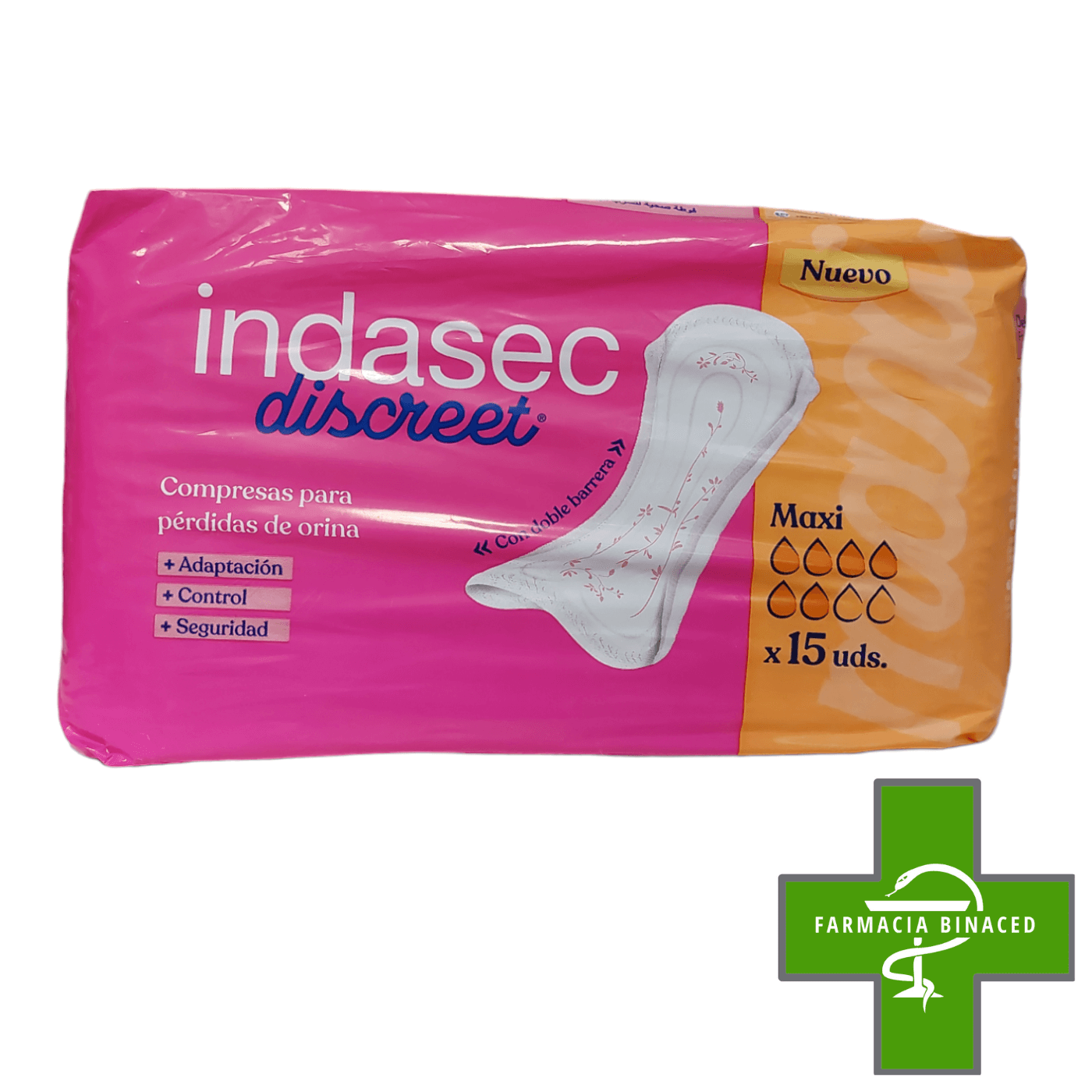 INDASEC DISCREET MAXI 15 COMPRESAS