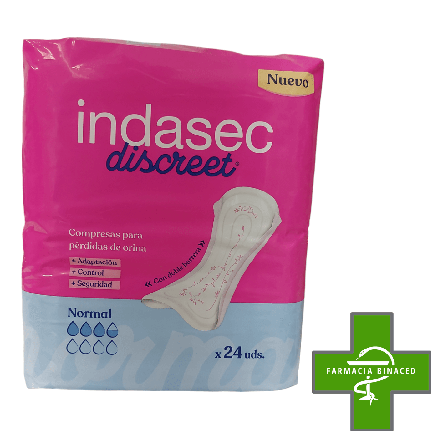 INDASEC DISCREET NORMAL 24 COMPRESAS