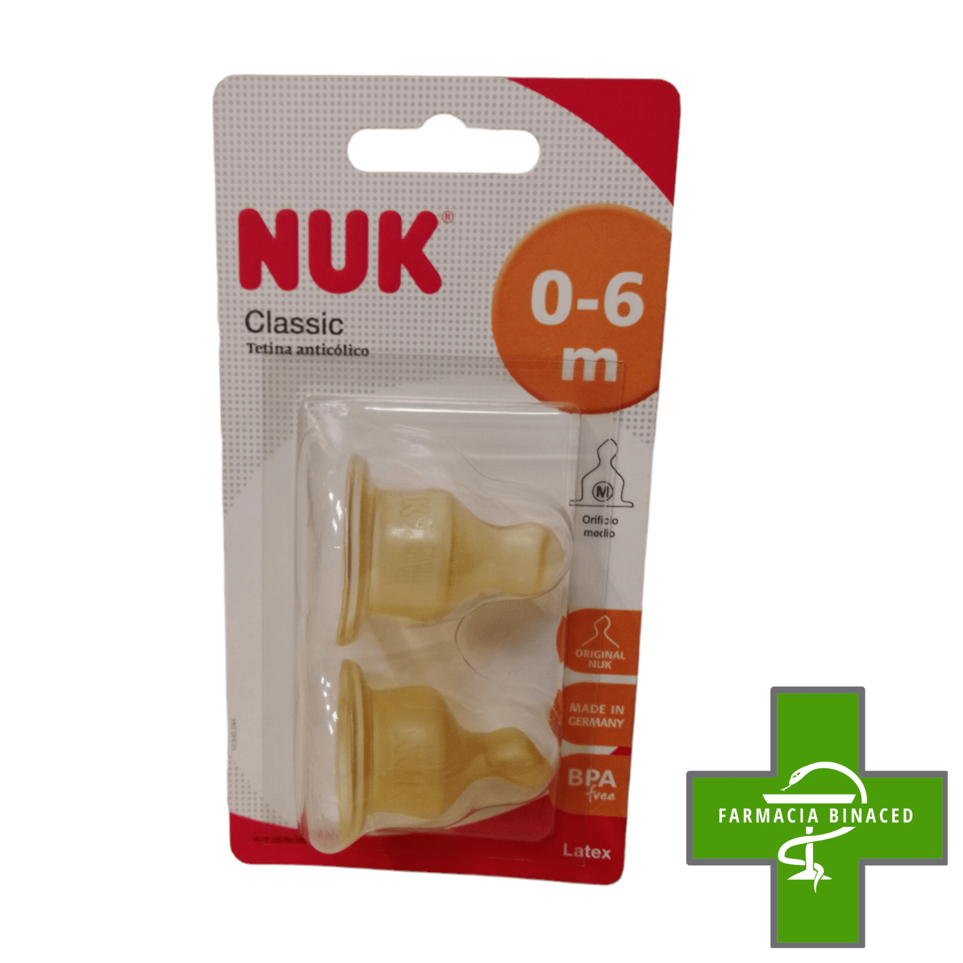 NUK 2 TETINAS FLUJO MEDIO SILICONA 0-6M