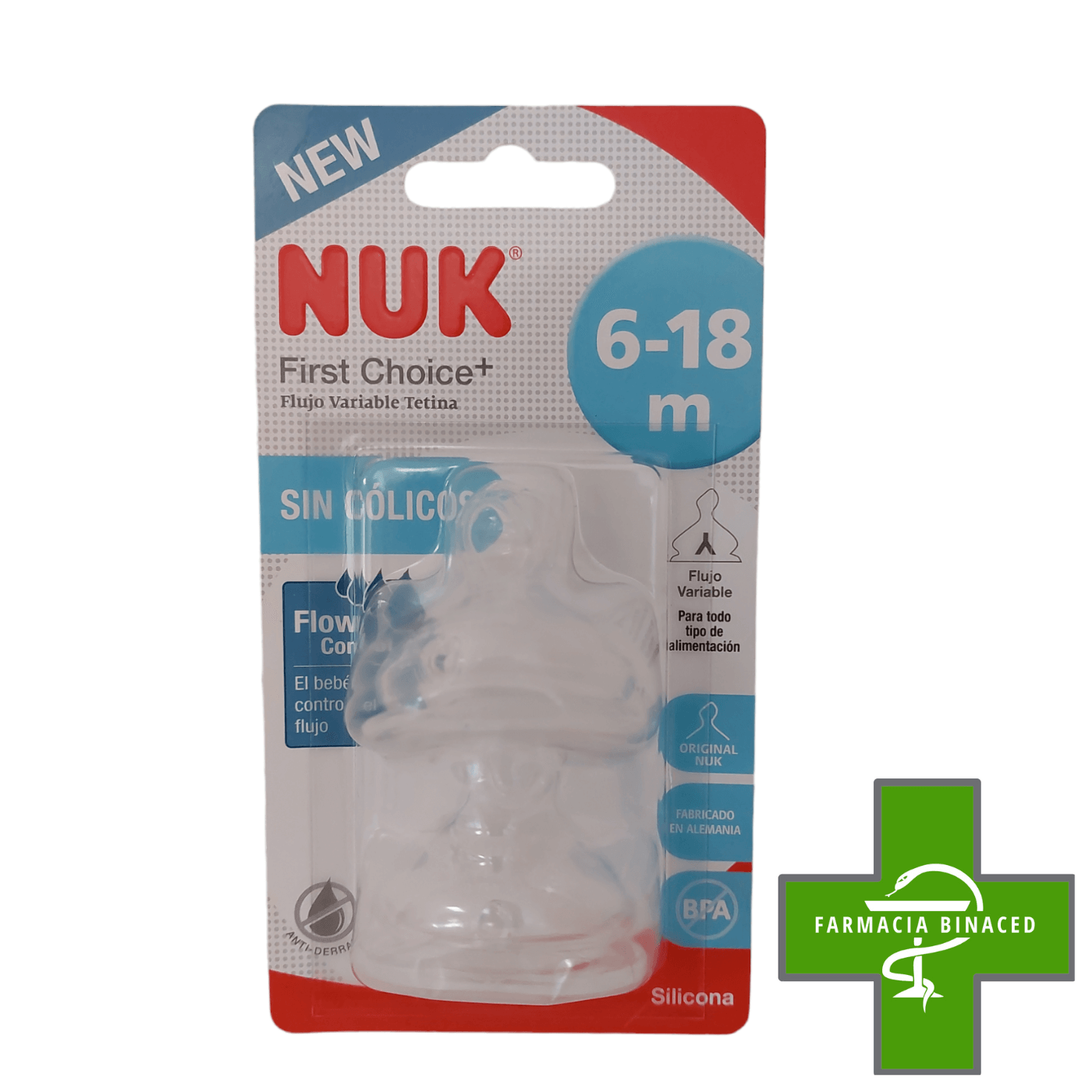 NUK 2 TETINAS FLUJO VARIABLE SILICONA 6-18M