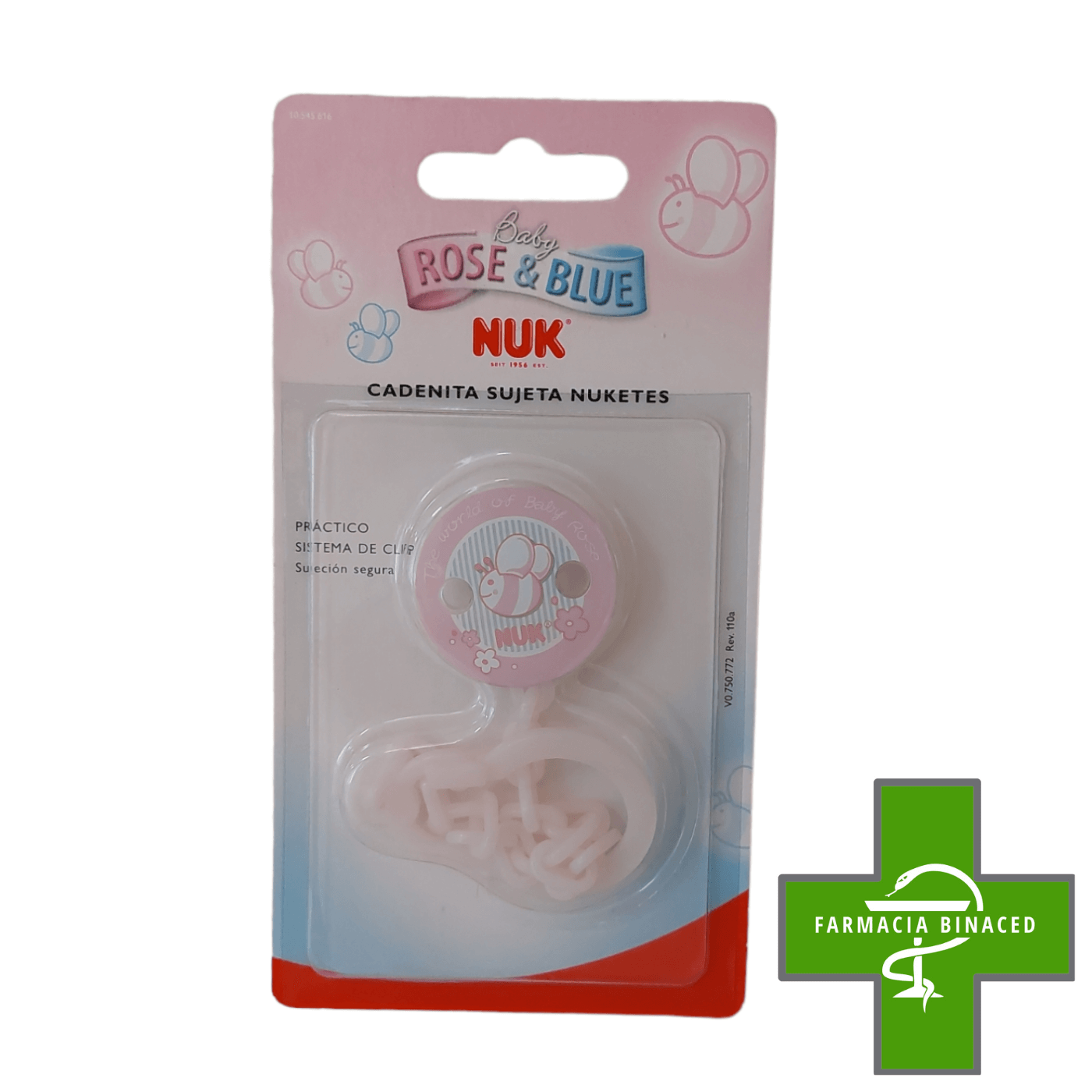 NUK CADENITA SUJETA CHUPETES ROSA