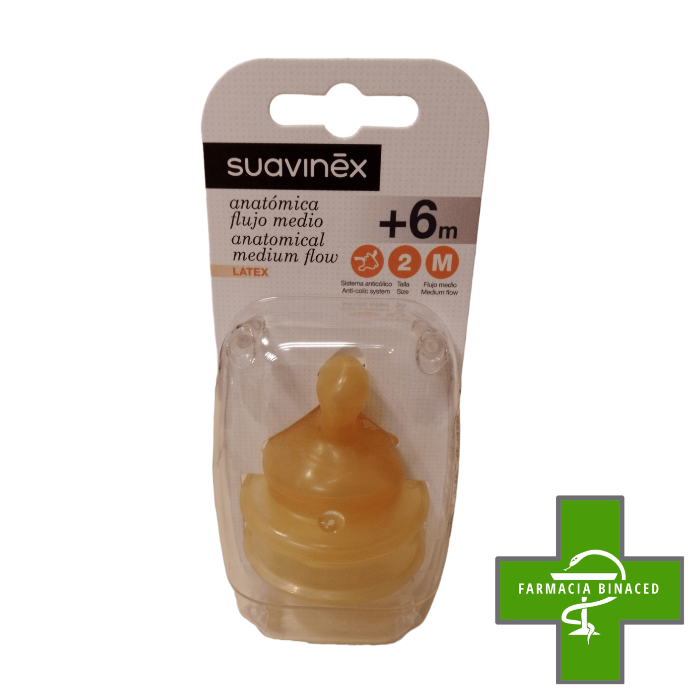 SUAVINEX 2 TETINAS FLUJO MEDIO LATEX +6M