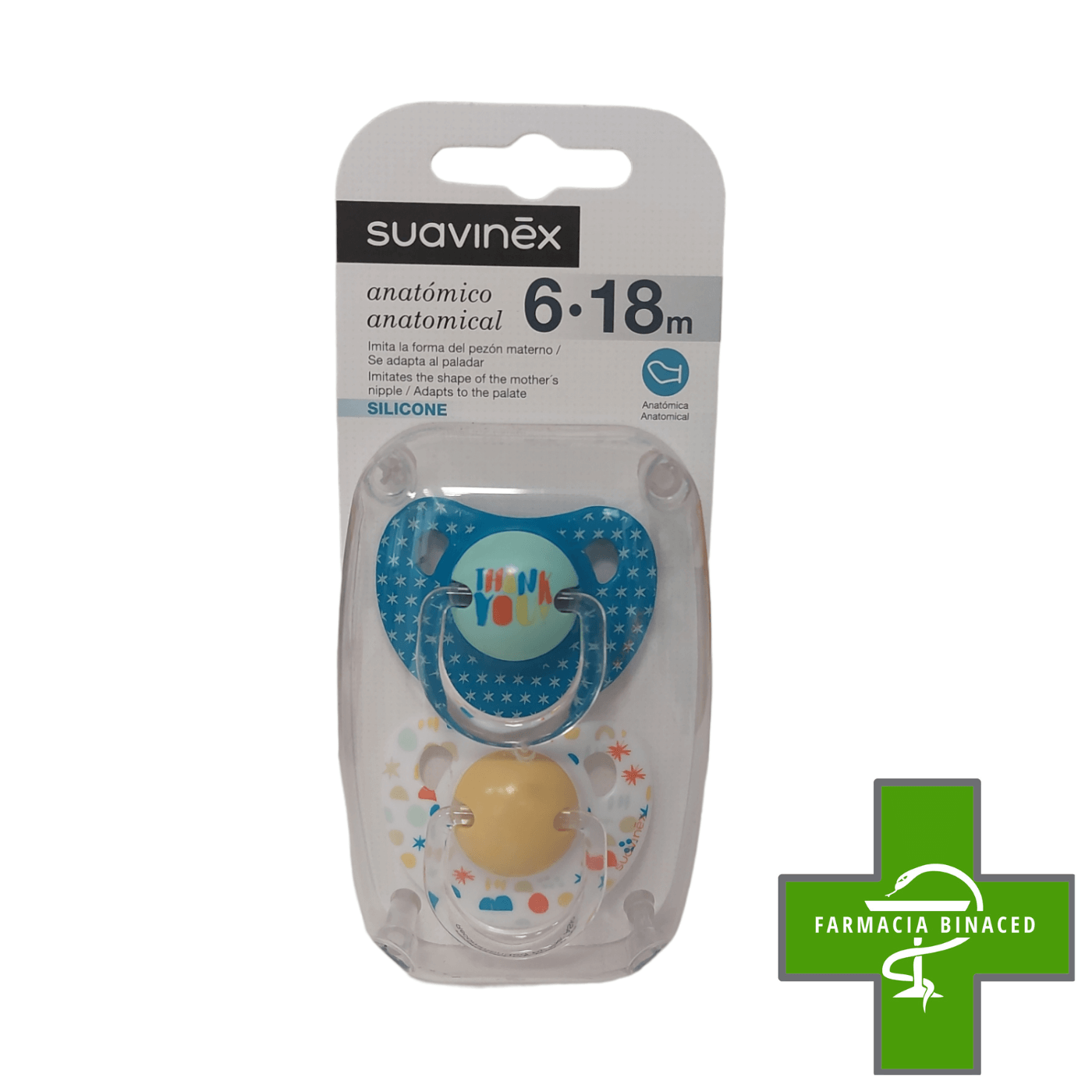 SUAVINEX CHUPETE ANATOMICO SIL 6 a 18M 2UDS