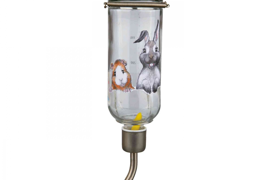 BEBEDERO DE TUBO DE CRISTAL HONEY Y HOPPER PARA CHINCHILLA 125 ML